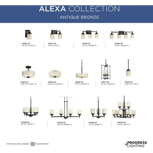 Alexa 2 Light 12 inch Antique Bronze Semi-Flush Mount Ceiling Light